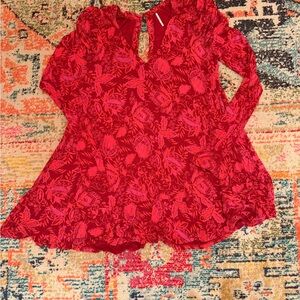 Free people Elegant Red Floral Women's Dress